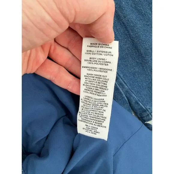 NWT Avec Les Filles Western Portrait-Neck Snap-Front Embroidered Denim Dress - Picture 7 of 11